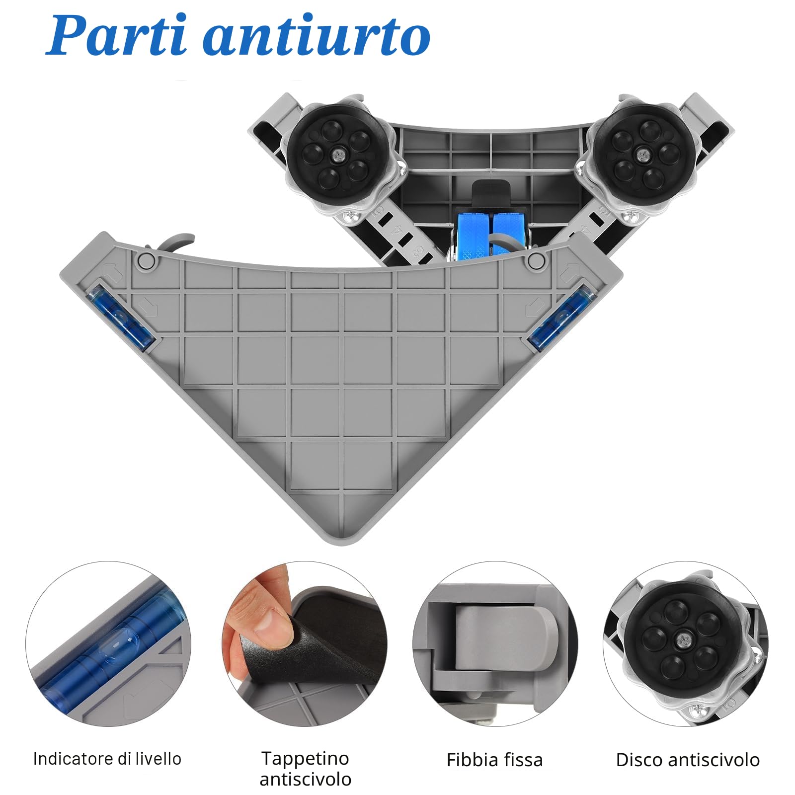Base per Lavatrice con 8 piedi + 4 Ruote per Lavatrice, Frigorifero e Asciugatrici. Ruote Per Lavatrice Dimensioni Regolabili 42-66 cm, Antiscivolo e antiurto(Peso massimo 300 kg)