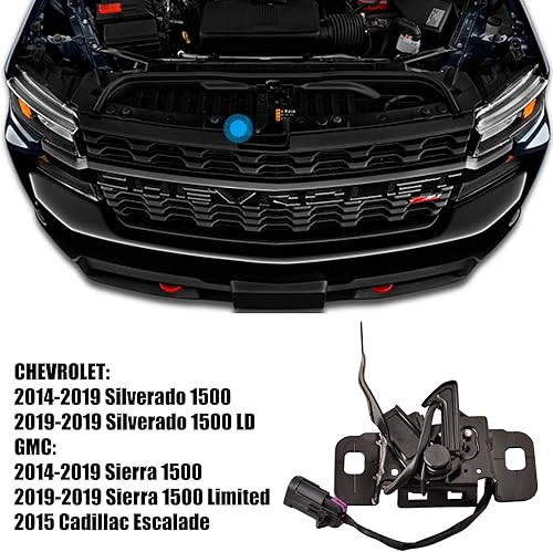 Miniatura 2 de Unikpas Conjunto de pestillo del capó delantero compatible con Chevrolet Silverado 1500 2014-2019, GMC Sierra 1500 2014-2019, Cadillac Escalade 2015