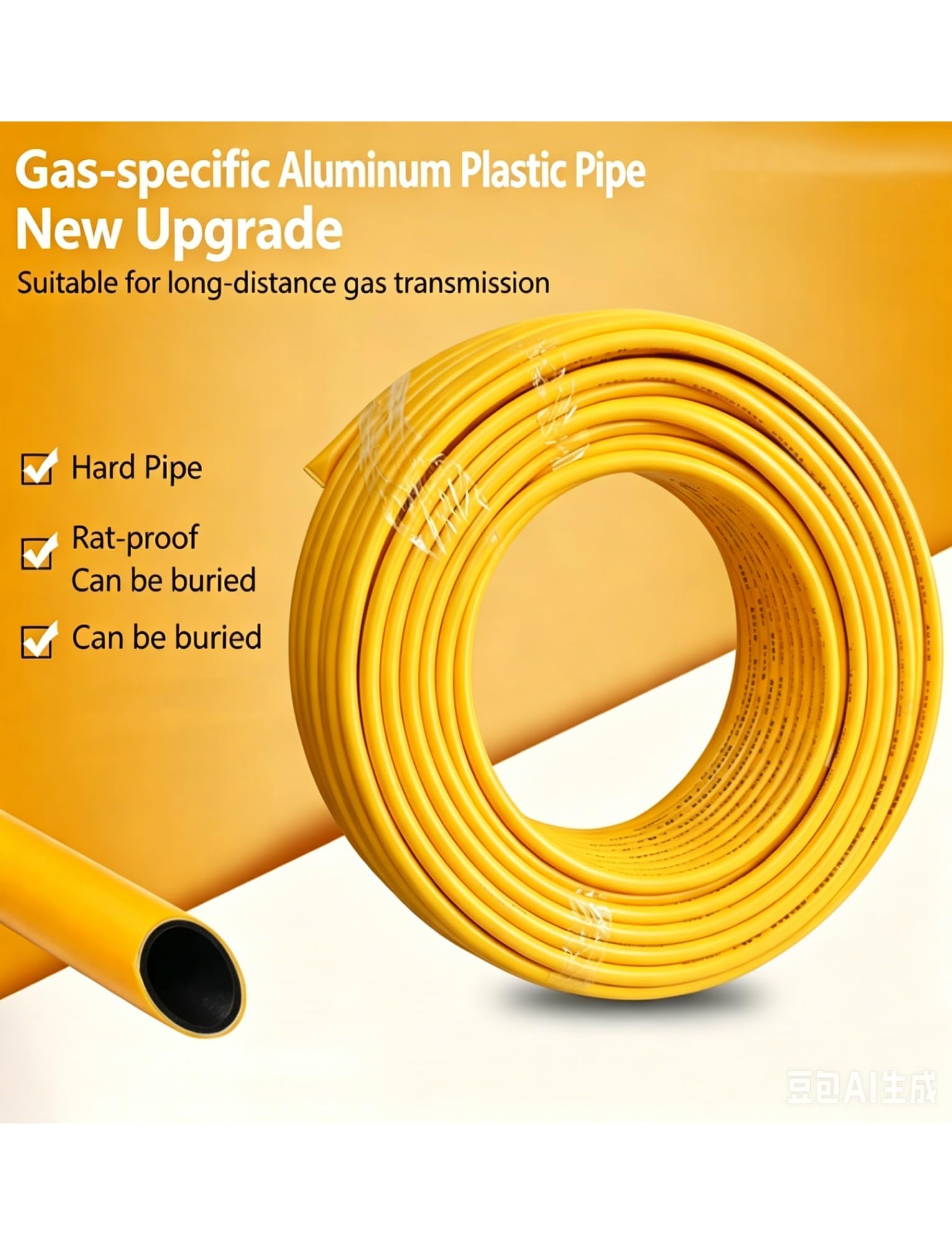 Tubo flexible de gas, tubo compuesto de aluminio para uso en exteriores, 10 metros de longitud, ideal para aplicaciones de gas y propano, duradero y resistente a la corrosión
