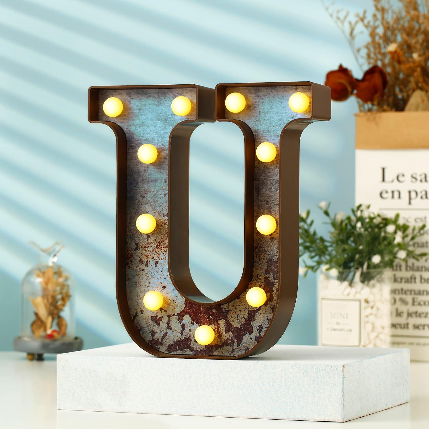 Amazon.com: YOUZONE Vintage Rusty Letter Lights Led Marquee Light up ...