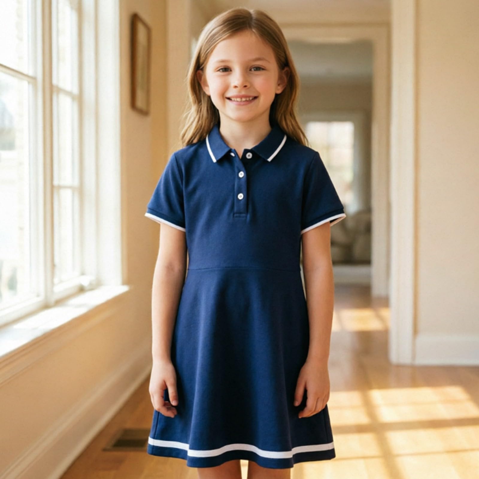 Vestido polo escalonado para niñas y niñas