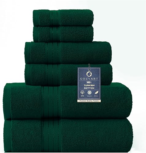 Miniatura 42 de COZYART - Juego de 6 toallas de baño de algodón turco, color verde salvia, gruesas suaves absorbentes duraderas, 19.17 oz/yd², incluye 2 toallas