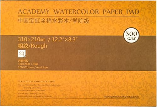 Miniatura 17 de MEEDEN Bloque de papel de acuarela de algodón de 8.3 x 12 pulgadas, papel de acuarela de superficie texturizada, prensa en frío, 140 libras/300 gsm