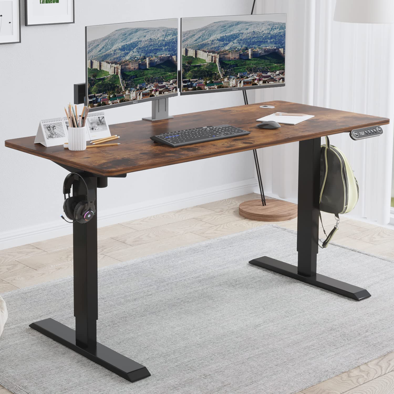 Electric Standing Desk 55 x 24 Inches, BilBil Height Adjustable Sit