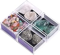 Vista 1 de Caja de piedras preciosas de cristal natural, juego de 4 cajas de exhibición de piedra de roca irregular, Rock