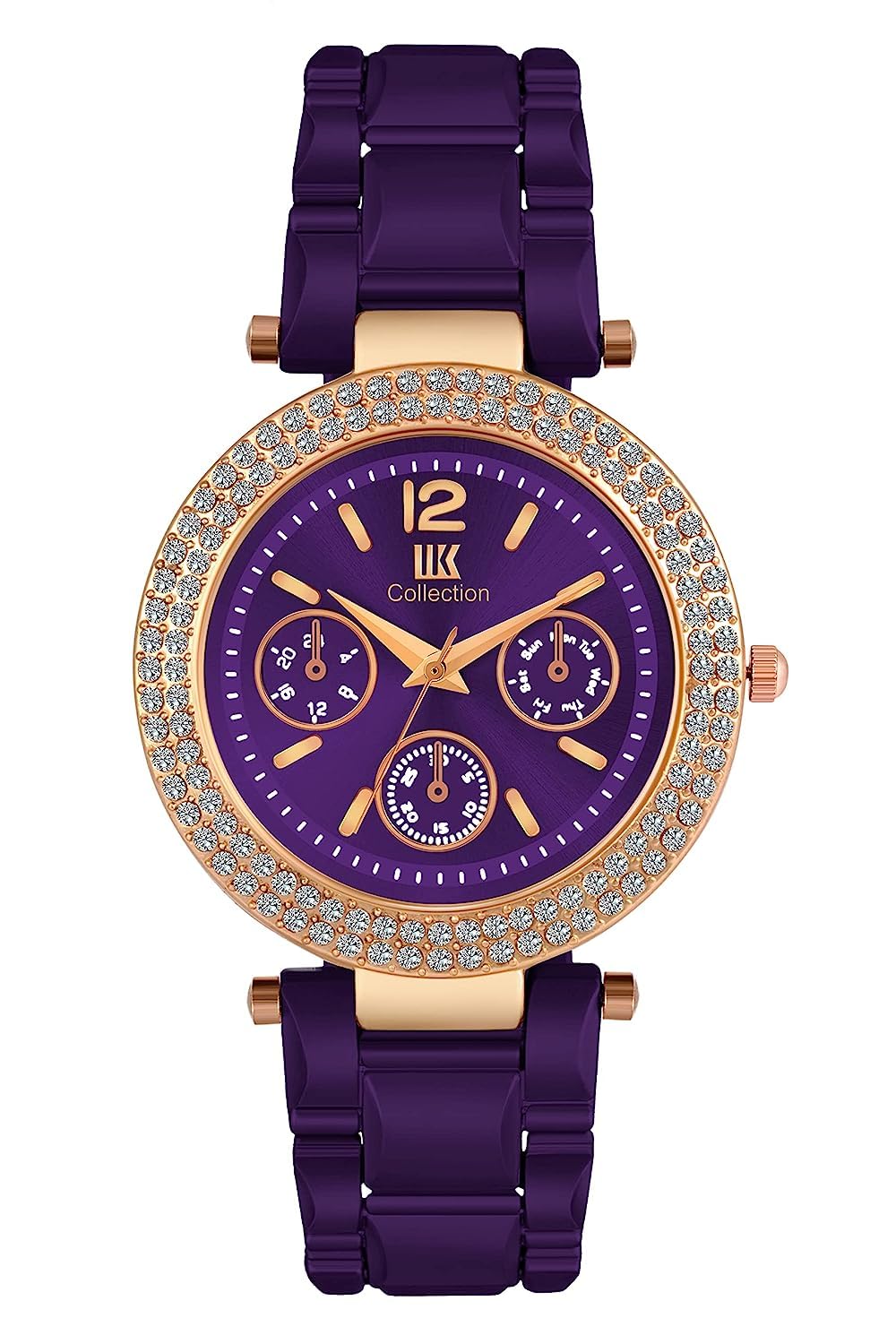 Watches for Women Purple Dial and Band Stainless Steel Analogue Chain & Diamond Studded Dial Ladies Watch - Water Resistant Womens Watches-image-23