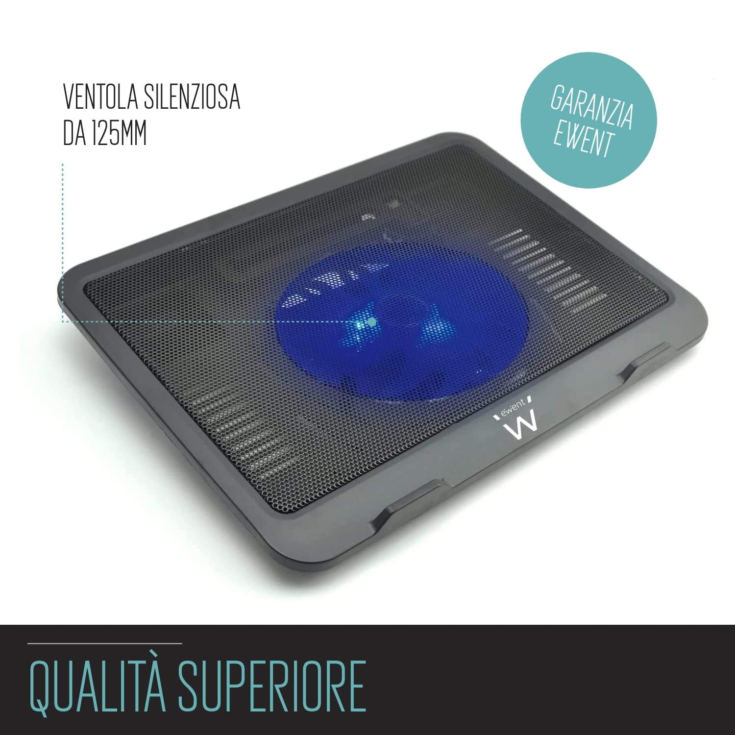 WREWING Ventilatore Da Tavolo Senza Pale Con Umidificatore – 6 Velocità, 7 Luci LED, Blu – Silenzioso, USB, Per Ufficio E Casa