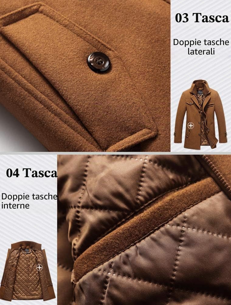 MatchLife, cappotto invernale da uomo, in lana calda, con colletto alto, cappotto corto per uomini in carriera o da indossare nel tempo libero Style4-grau-dick XL