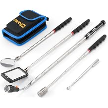 Telescoping Magnetic Pickup Tool Set, Inspection Mirror Telescoping, LED Flashlight, Cool Gadgets for Men, Father&rsquo;s Day Gift, Gifts for Dad, Husband, Kids, Boyfriend, Magnet Stick (Blue)
