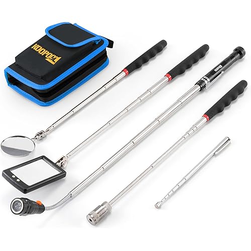 Telescoping Magnetic Pickup Tool Set, Inspection Mirror Telescoping, LED Flashlight, Cool Gadgets for Men, Gifts for Dad, Husband, Kids, Boyfriend, Magnet Stick