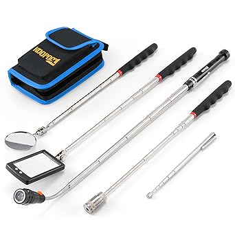 Telescoping Magnetic Pickup Tool Set, Inspection Mirror Telescoping, LED Flashlight, Cool Gadgets for Men, Fathers Day Gift, Gifts for Dad, Husband, Kids, Boyfriend, Magnet Stick Blue
