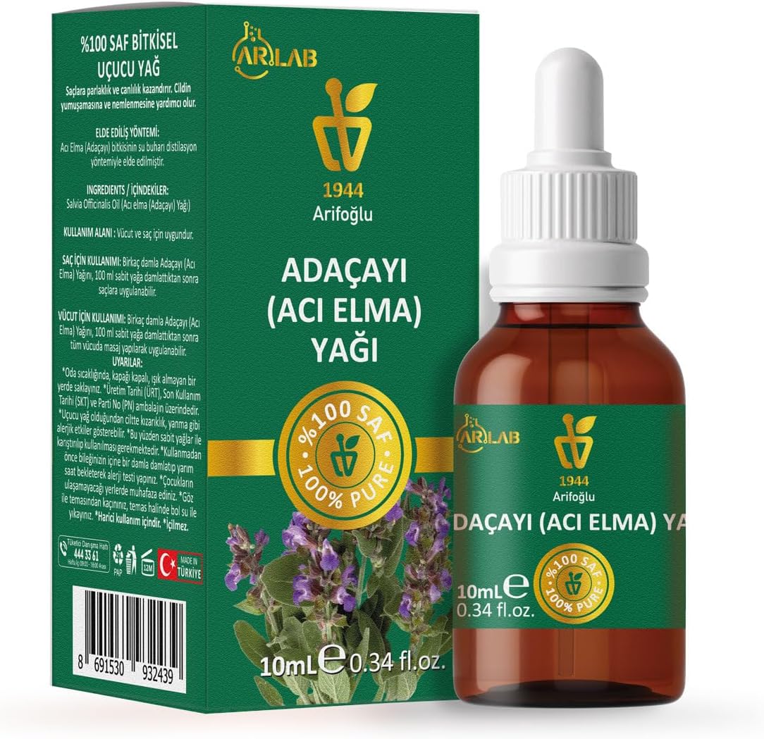 Arifoğlu Acı Elma Yağı 10ml%100 Saf Arlab Bitter Apple Oil Pure Salvia Officinalis Oil