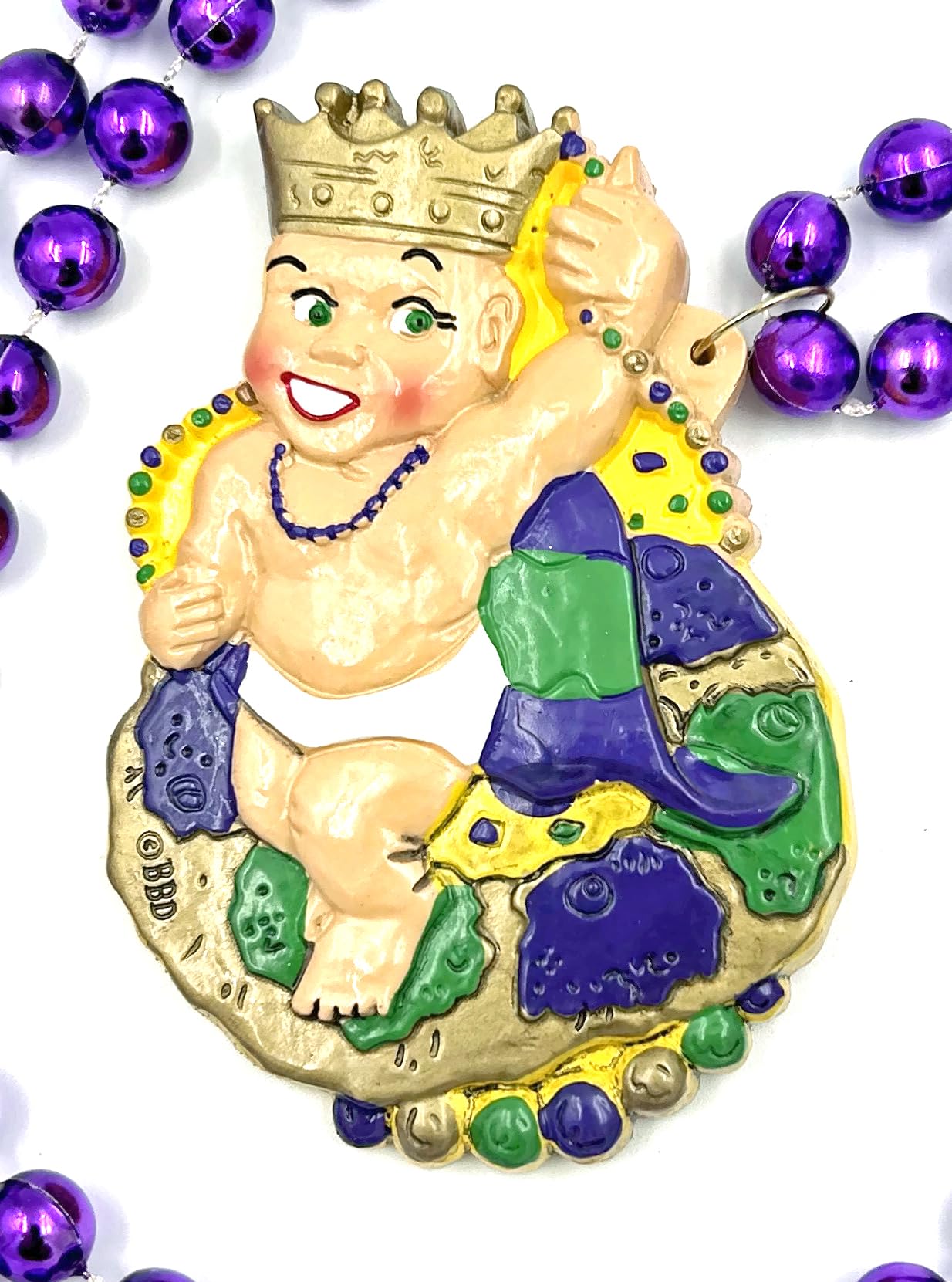 Mardi Gras Cake Baby Bead Necklace Cajun Carnival Festival New Orleans