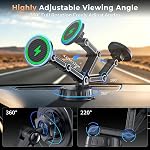 15W for MagSafe Car Mount Charger,Magnetic Phone Holder for iPhone 17 16 15 14 13 12 Series, Fast Wireless Car Charger with 360° Foldable Arm [120+ LB Suction] for Dashboard/Windshield