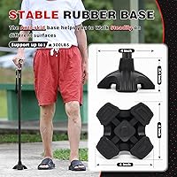 Vista 5 de BigAlex Bastón plegable con dos luces LED para ancianos, base sólida, bastón ajustable con bolsa de transporte para hombres y mujeres