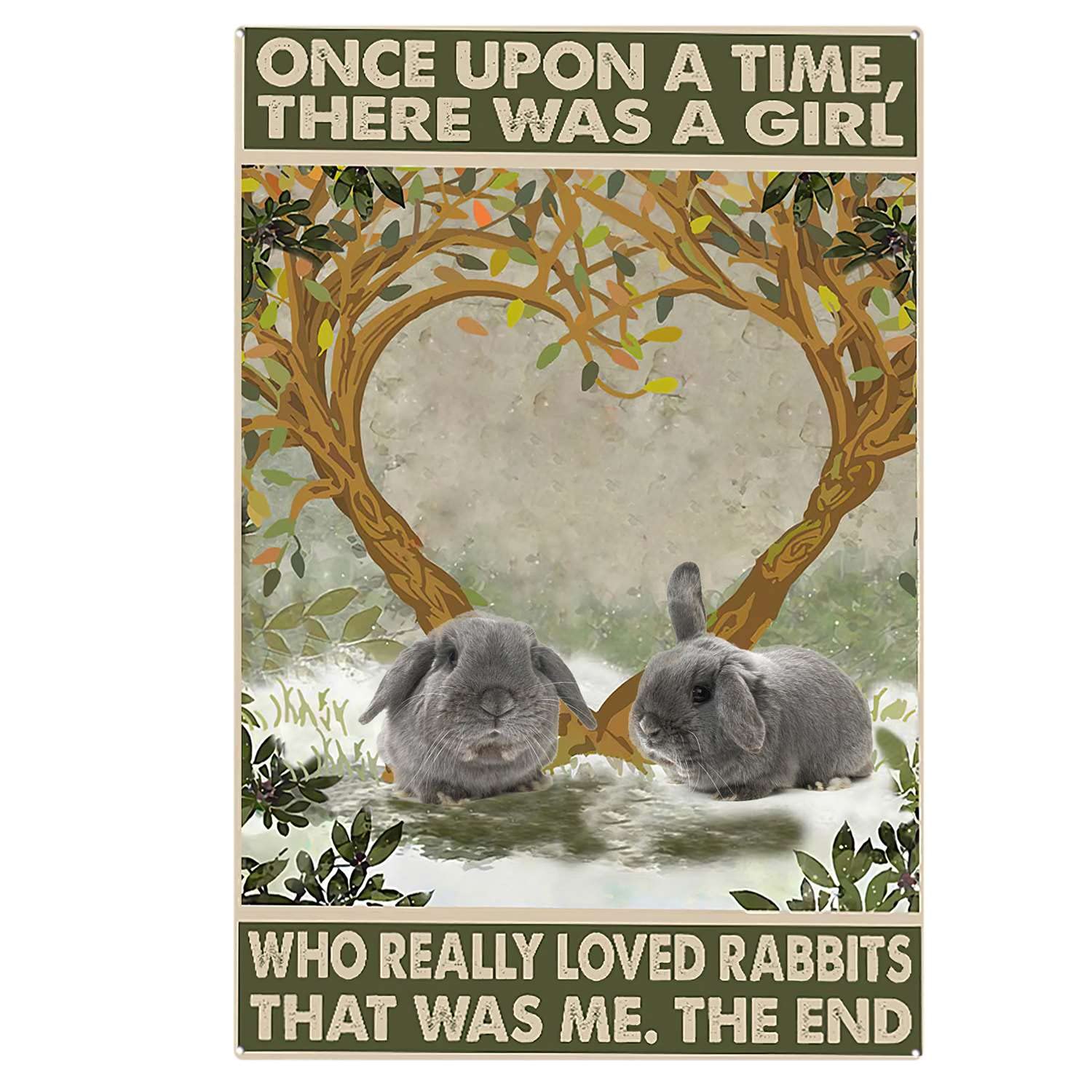 AZOLID Metal Signs Once Upon A Time There was A Girl Who Really Loved Rabbit Tin Signs Vintage Bar Club Cave Home Kitchen Wall Decor Rustic Sign Funny Decor 30X20CM