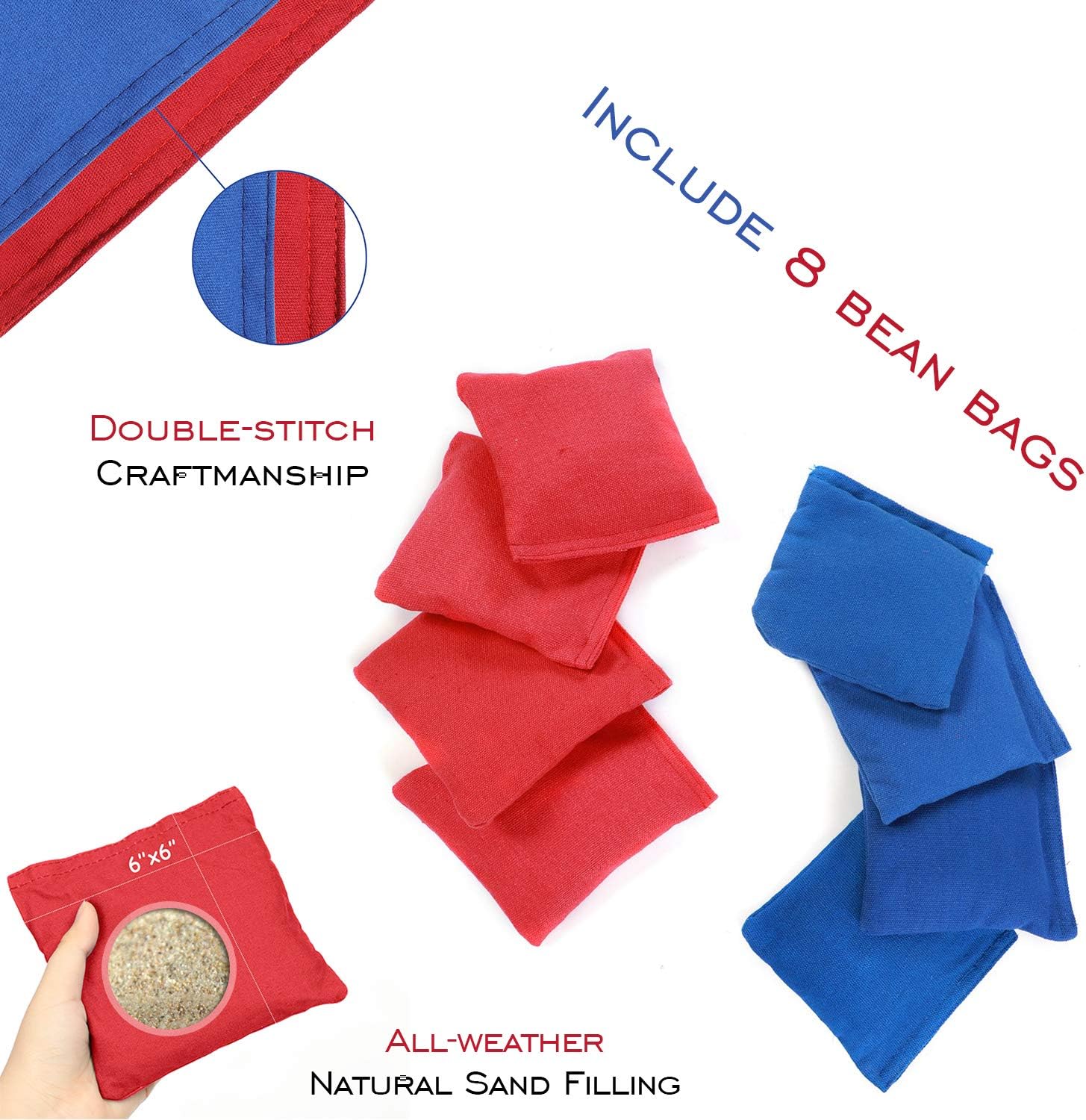 EXERCISE N PLAY Premium American Flag Cornhole Set, Backyard Lawn Cornhole Outdoor Game Set, Regulation Size 4ftx2ft Cornhole Boards, Includes 8 Cornhole Bean Bags : Sports & Outdoors