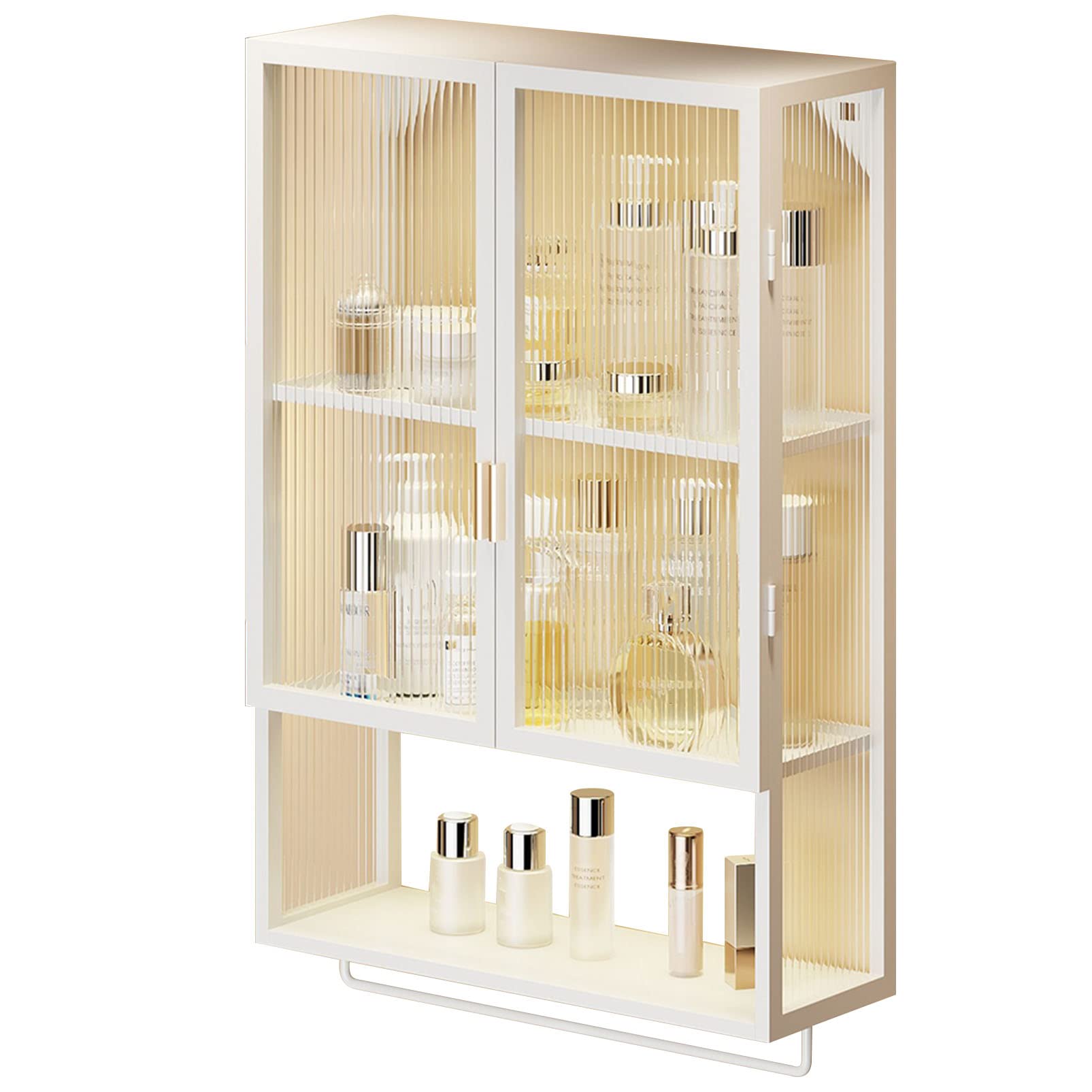 Armadietto Da Bagno Da Parete Con Porta Asciugamani E Ripiano Regolabile: Salva Spazio 60x20x70 Cm, Bianco
