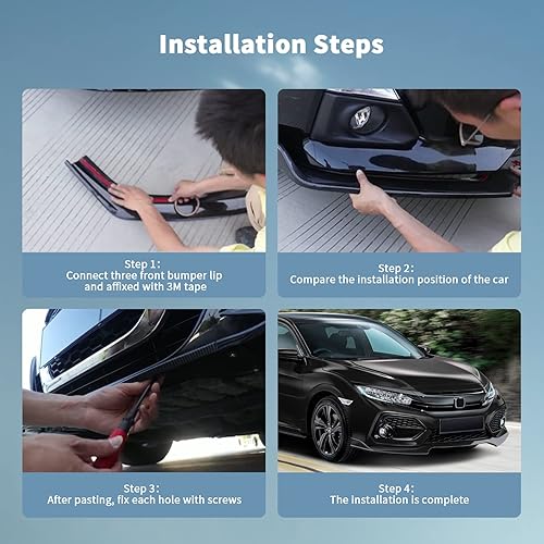 Vista 8 de Archaic Alerón delantero para Honda Civic 2017-2021, alerón de barbilla para Civic Hatchback FK7/Sedan SI/Coupe Si, divisor frontal