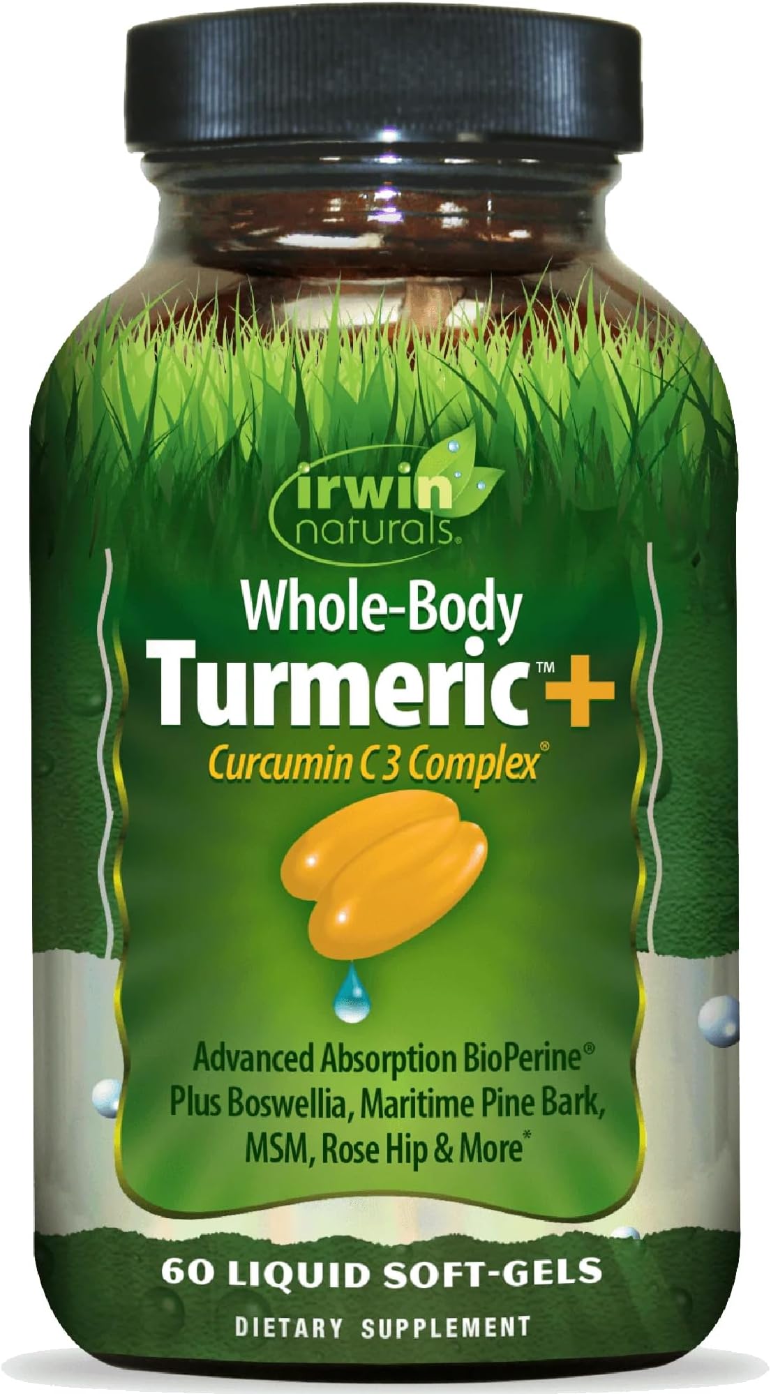Irwin Naturals Turmeric Extra, Curcumin C3 Complex 60 Liquid Soft-Gels For Whole Body Wellness