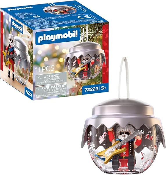 Playmobil | Christmas | Boule de Noël : Rockstar | Boule Festive avec Père Noël Rock’n’Roll et Guitare | pour Enfants à partir de 4 Ans | 72223