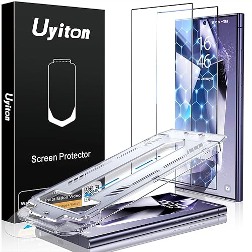 Uyiton Protector de pantalla de vidrio templado inastillable para Samsung Galaxy S24 Ultra (5G 6.8 pulgadas 2024), bandeja de fácil ajuste soporte Uyiton Protector de pantalla de vidrio templado inastillable para Samsung Galaxy S24 Ultra (5G 6.8 pulgadas 2024), bandeja de fácil ajuste soporte
