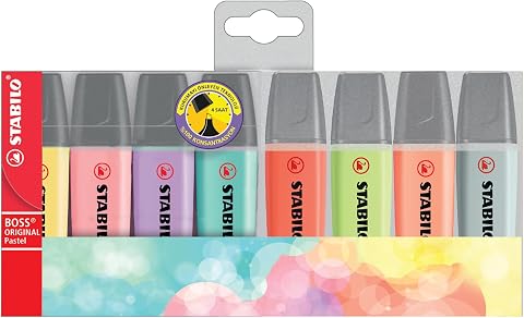 STABILO BOSS ORIGINAL Pastel - Fosforlu Kalem - 8'li Paket - Çeşitli Renkler