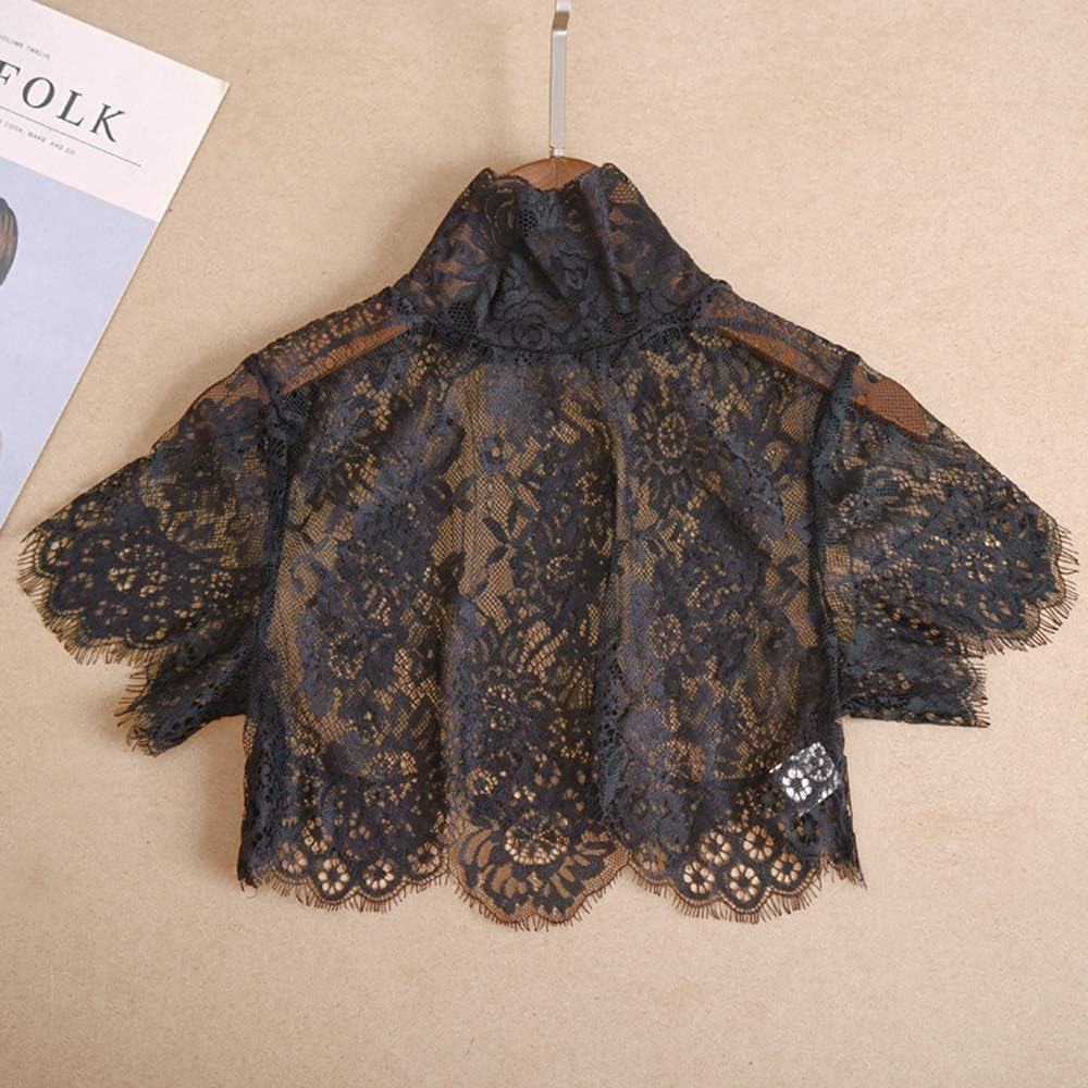 Women's Lace Turtleneck Detachable Fake Collar Half Shirt Blouse Lace Flower Pullover Simple Shirt - Image 3