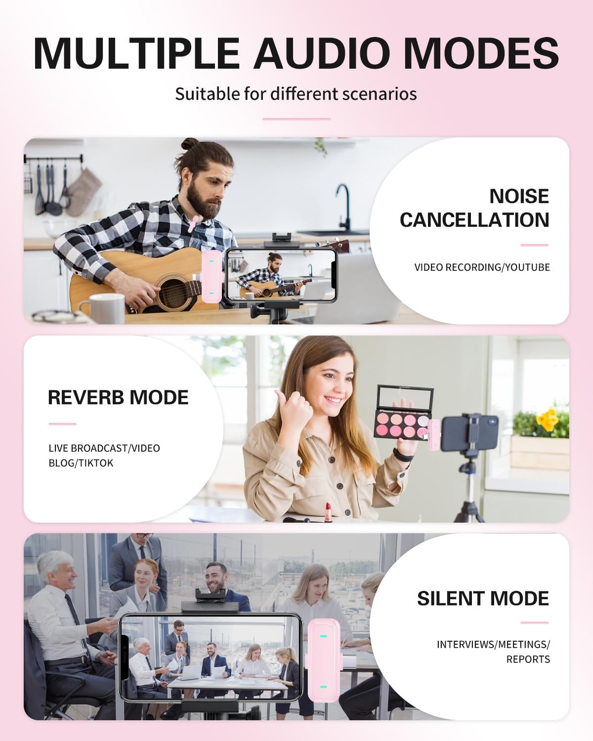 Wireless Lavailer Microphone for iPhone, IPad, Android, Professional Wireless Mini Microphone, 2 in 1 Condenser Lapel Mic for Interview Video Podcast Vlog YouTube ASMR TikTok (2 Pcs)