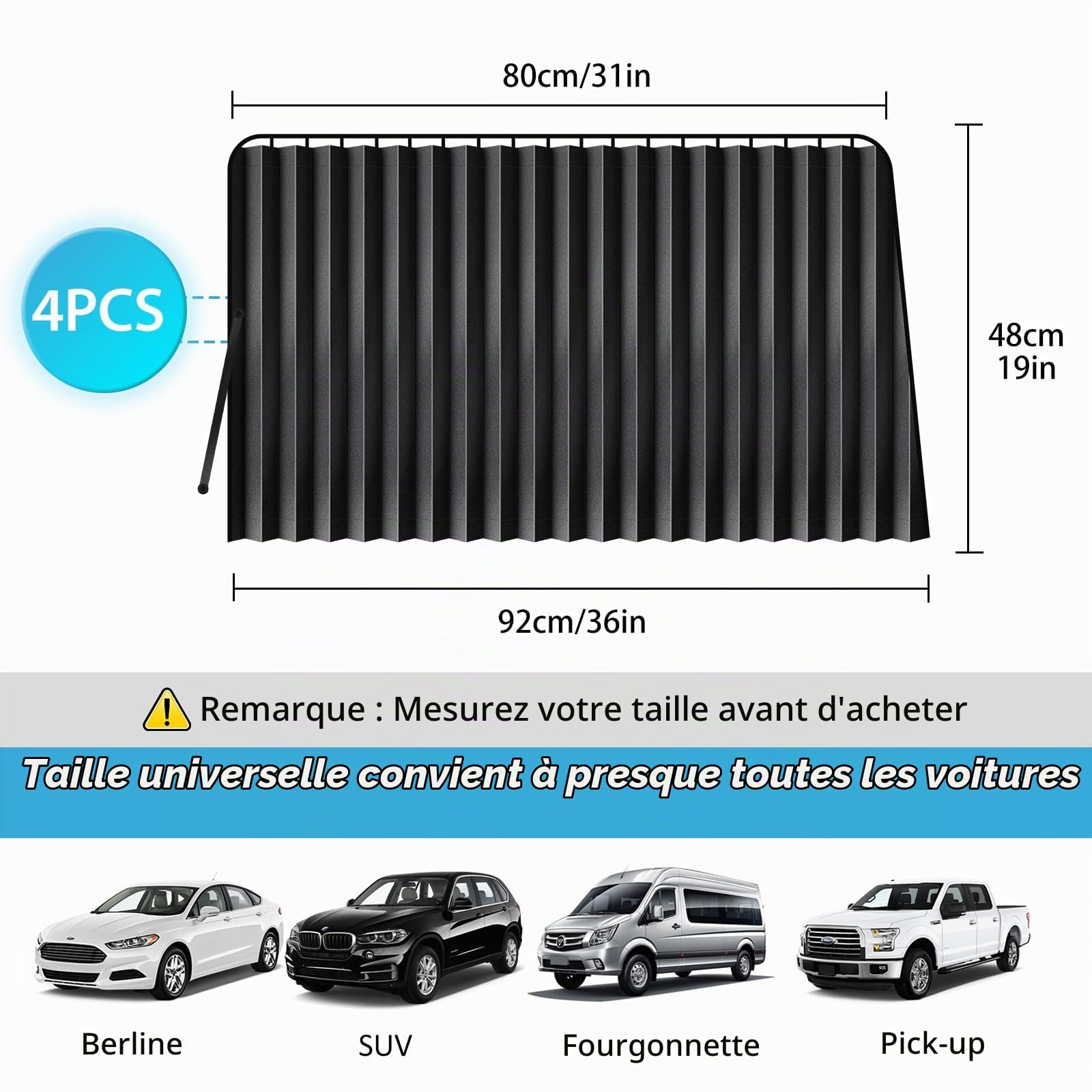 ZATOOTO Pare Soleil Voiture Magnétique, Rideau Vitre Latérale, 4 Pièces | Anti-Regard, Protection Solaire Voiture, Universel, Anti-UV, Isolation Thermique, Montage Rapide, Pliable, Rangement Facile