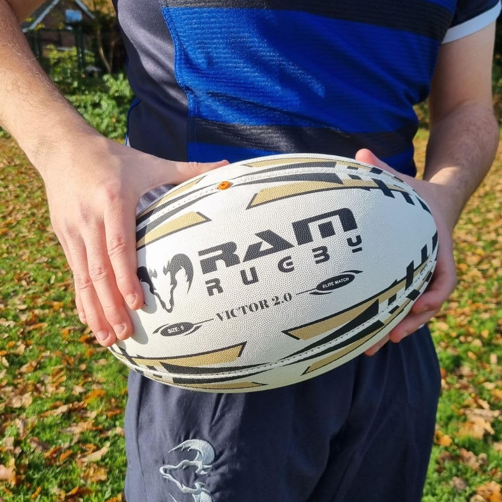Rugby Ball - Victor 2.0 Elite Match Rugby Bälle – Mit Evolution Rubber Technology - 4-Schicht-Konstruktion - 3D-Griff für das ganze Jahr über überlegene Handhabung und Passkontrolle – Größen 5 & 4