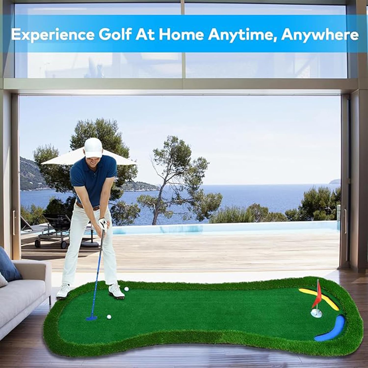 Golf Green Putting Mat,Foldable Golf Putting Training Mat, Slope Design,Practice for Indoor Outdoor