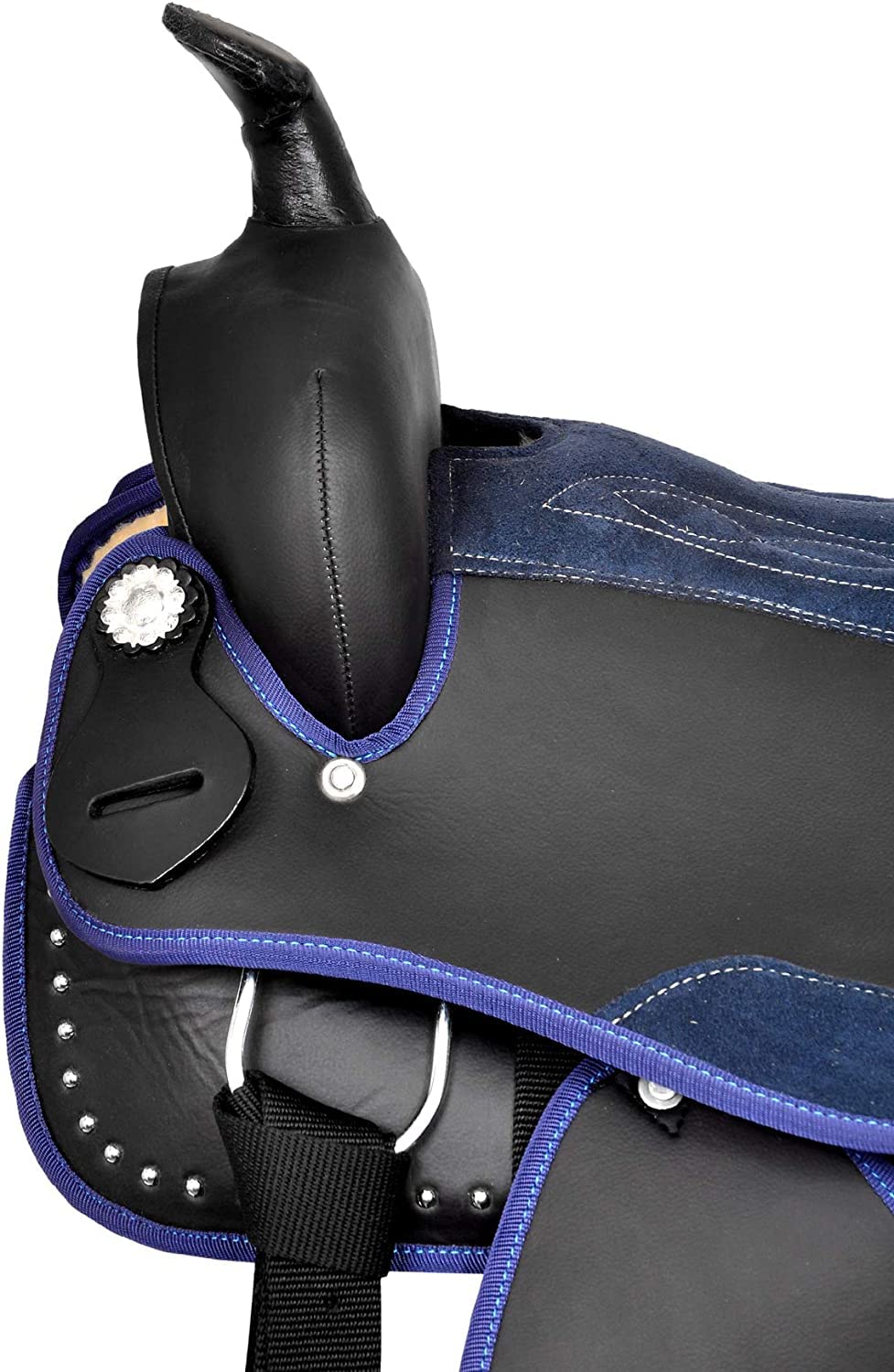 Western Horse Saddle Synthetic Pleasure Trail Barrel Racing Tack Set Nero 25,4 cm a 45,7 cm Seat 015