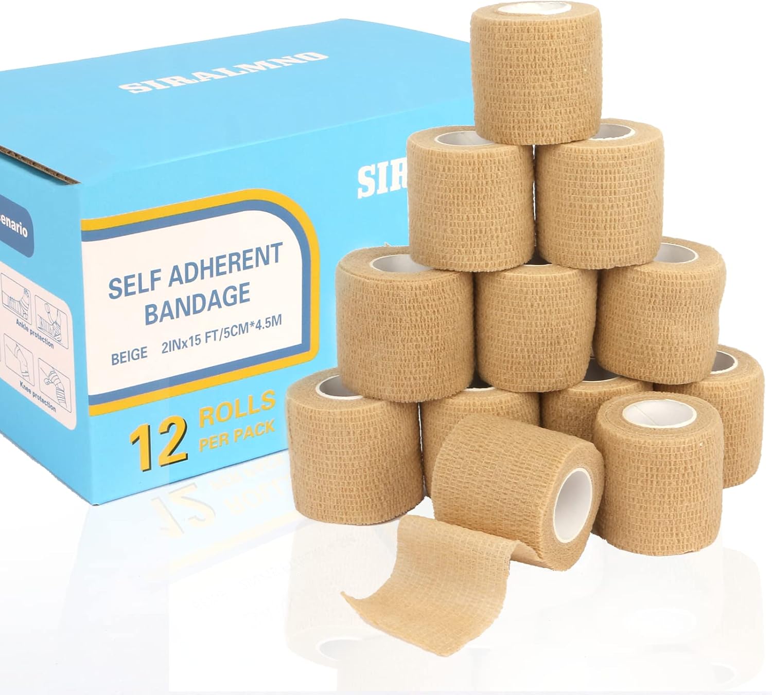 Cobenga 12 Rollen Selbstklebende Bandage - 7cm X 4,5m Sportverband Für Mensch & Tier