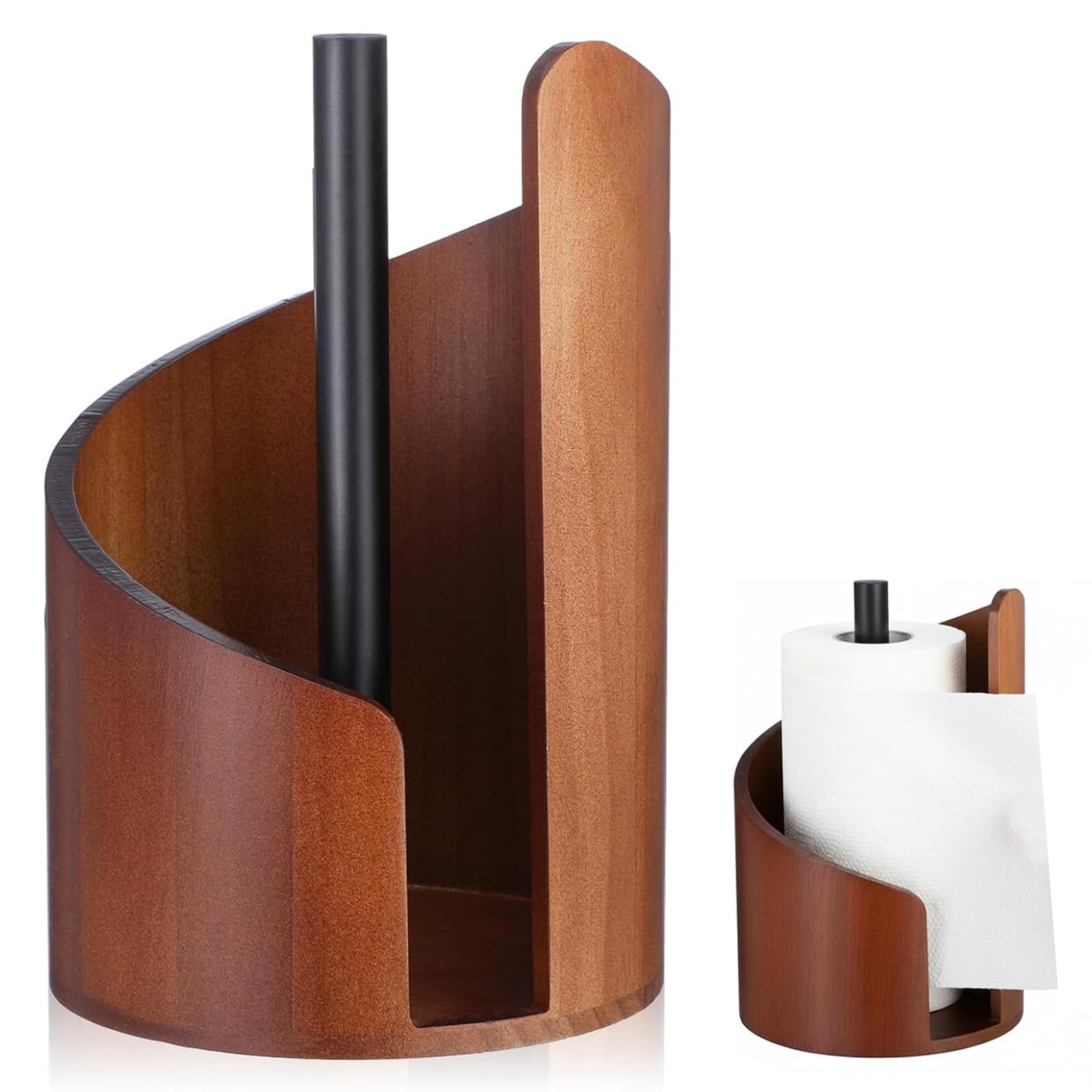 Mountain Paper Towel Holder Countertop,with Iron Holder, Wooden Paper Towel Holder for Kitchen Dining Table Home Decor,Effortless One-Hand Tearing