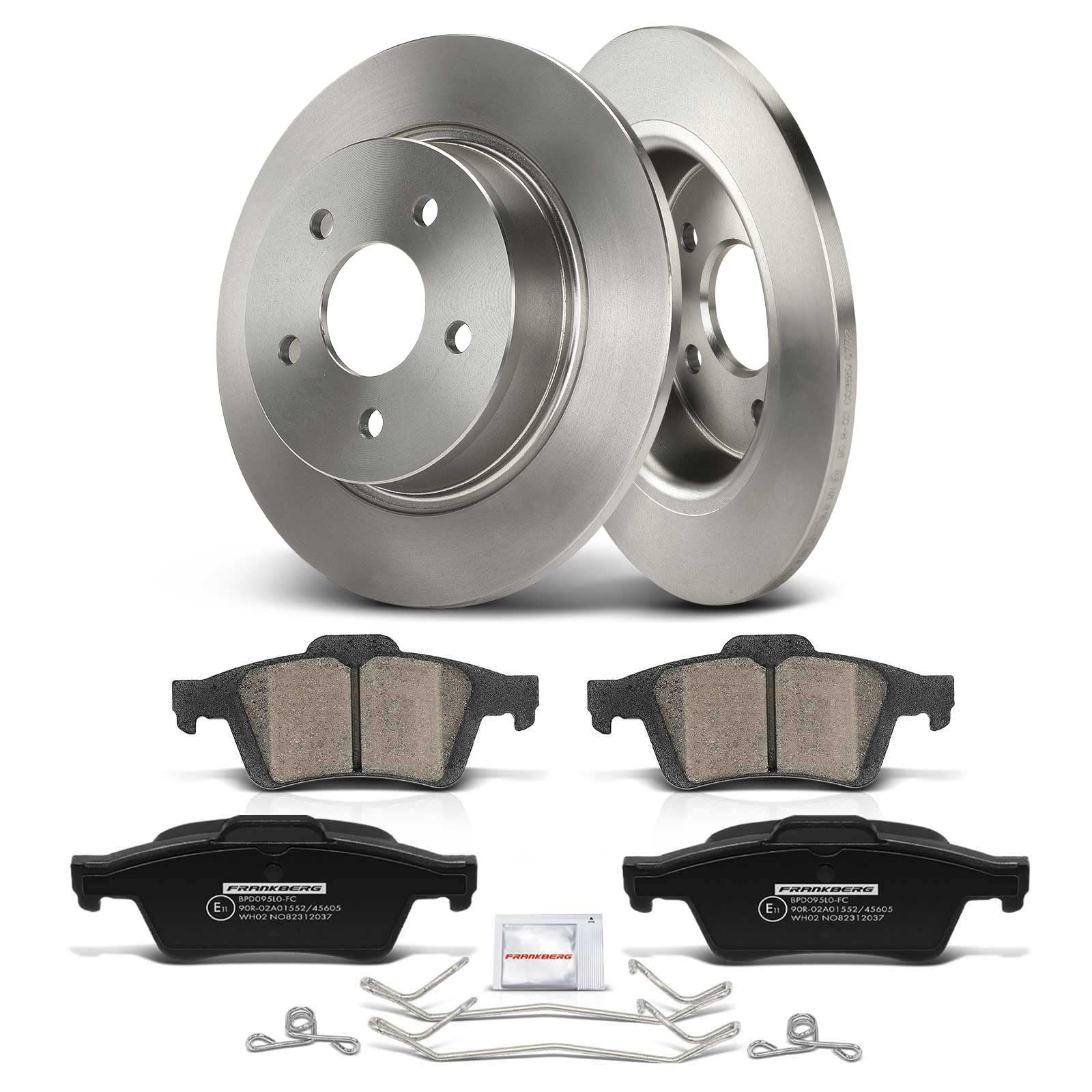Frankberg Set freni incl. 2x Dischi Freno + 4x Pastiglie dei Freni Posteriore Compatibile con K.u.g.a II DM2 C-Max II DXA/CB7 DXA/CEU Tourneo Transit Replace# 1829615