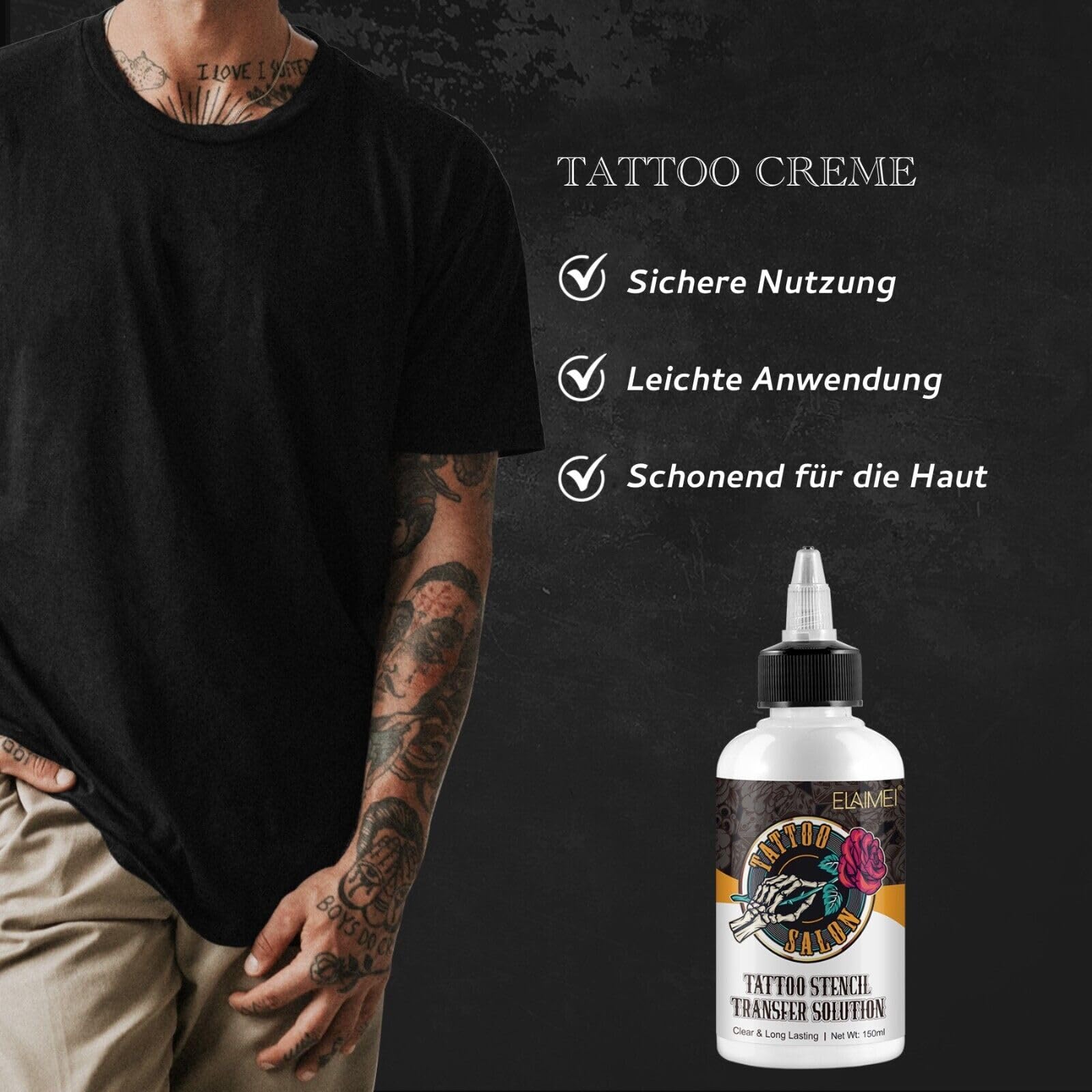P-Beauty 3 x żel transferowy do tatuażu, krem transferowy 150 ml – przezroczyste szablony żelowe – rozwiązanie do przenoszenia tatuażu – krem do szablonów do tatuażu – akcesoria do tatuażu – akcesoria
