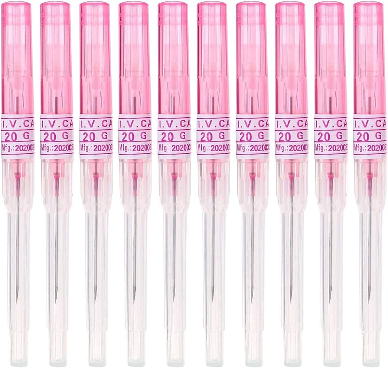 Agulhas para piercing JinYan 20G com cateter, aço inoxidável 316L, pacote com 10