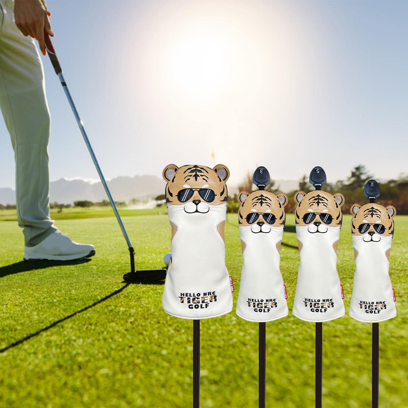 4X Couvre-tête en Bois de Golf, Couvre-tête de Club, avec de numéro Interchangeable, Hommes Femmes Protection étanche Accessoires de, Jaune