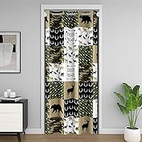 Vista 8 de jejeloiu Bonita cortina de puerta de ciervo para puerta, privacidad, 34 x 80 pulgadas, para niñas, niños, sala de caza, estampado de pata de oso