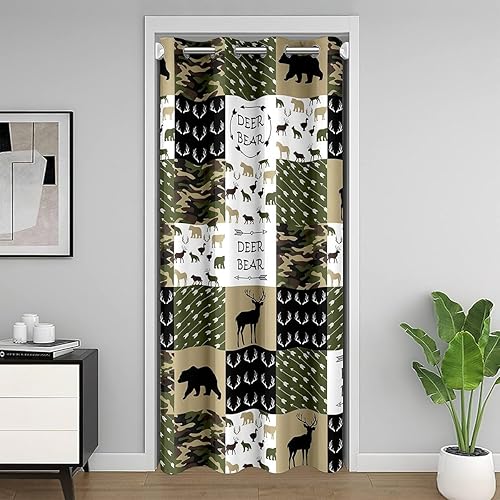 Miniatura 9 de Cortina de puerta de lobo para puerta de privacidad, 34 x 80 pulgadas, lobos aullando y armario, cortina de habitación de lobos de animales, cortina