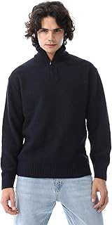 بلوفر محبوك بنصف سوستة وأكمام طويلة للرجال من اندورا