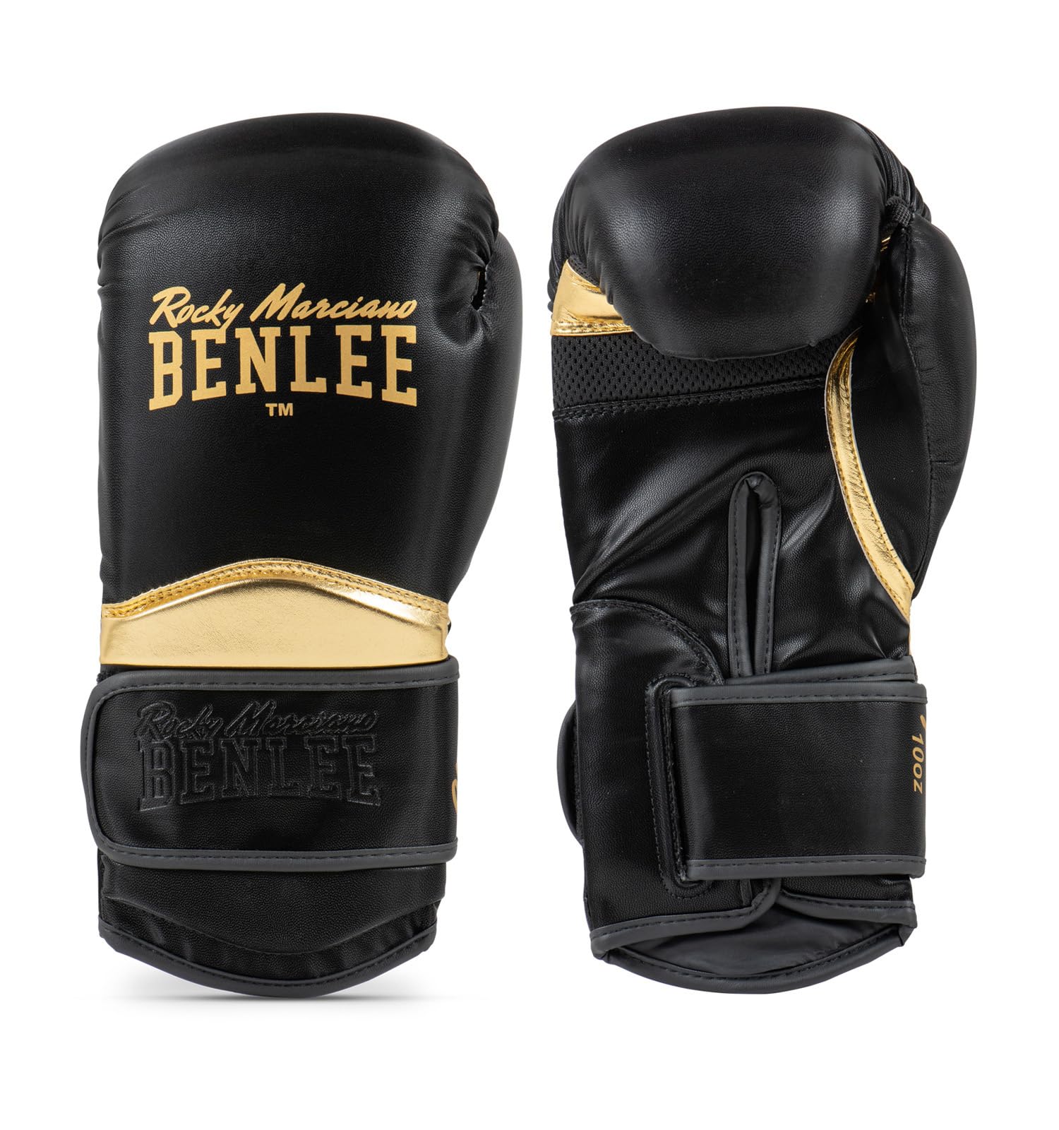 BENLEE rękawice bokserskie ze sztucznej skóry GLANCE 16 oz, czarny/złoty