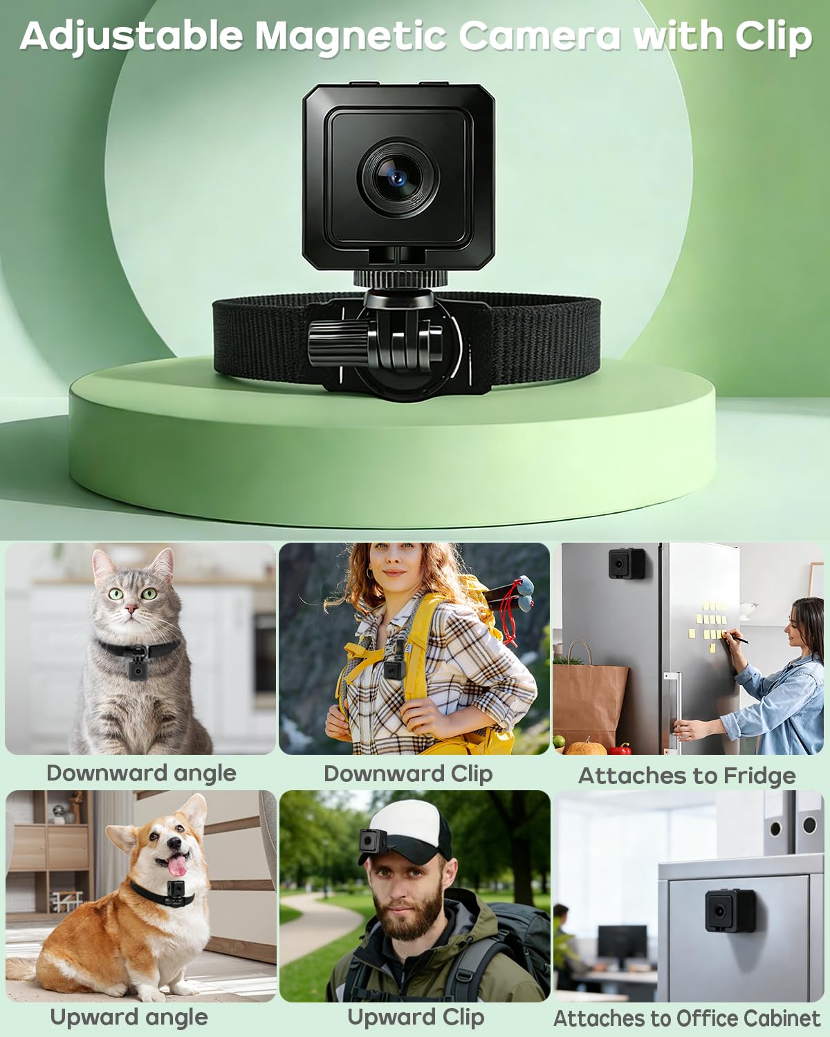 AEZ Haustier-Kamera-Halsband, 1080P Hotspot-WLAN-Action-Kamera, App-Steuerung, magnetisch, tragbar, Sport-DV-Halsbandkamera für Katzen/Hunde oder Körperkamera (keine SD-Karte im Lieferumfang enthalten
