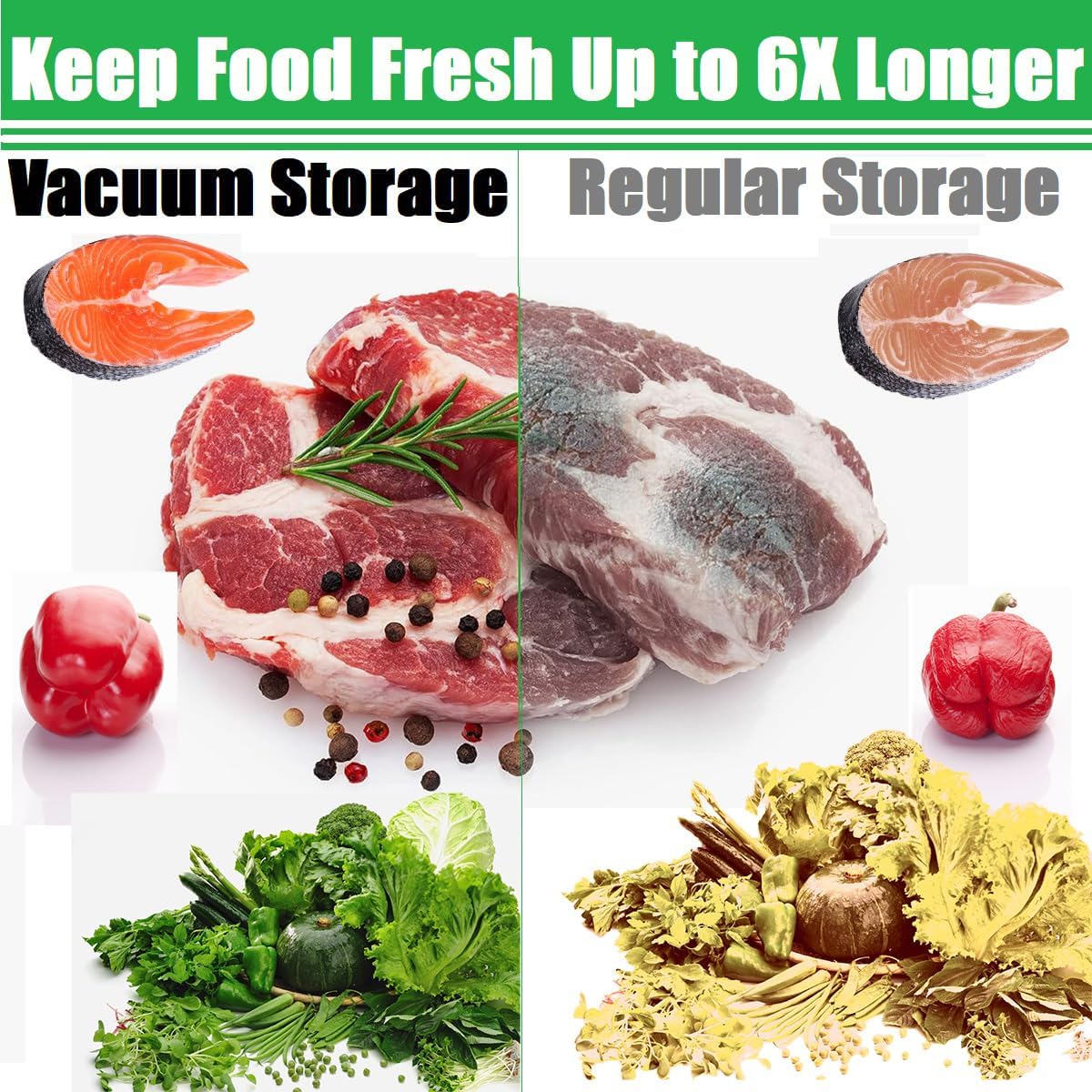 300 Pcs Vacuum Sealer Bags for Food 8"x12"+7"x10"+6"x8" Mixed Sizes - Commercial Grade, BPA Free, Heavy Duty for Sous Vide, Meal Prep & Food Storage