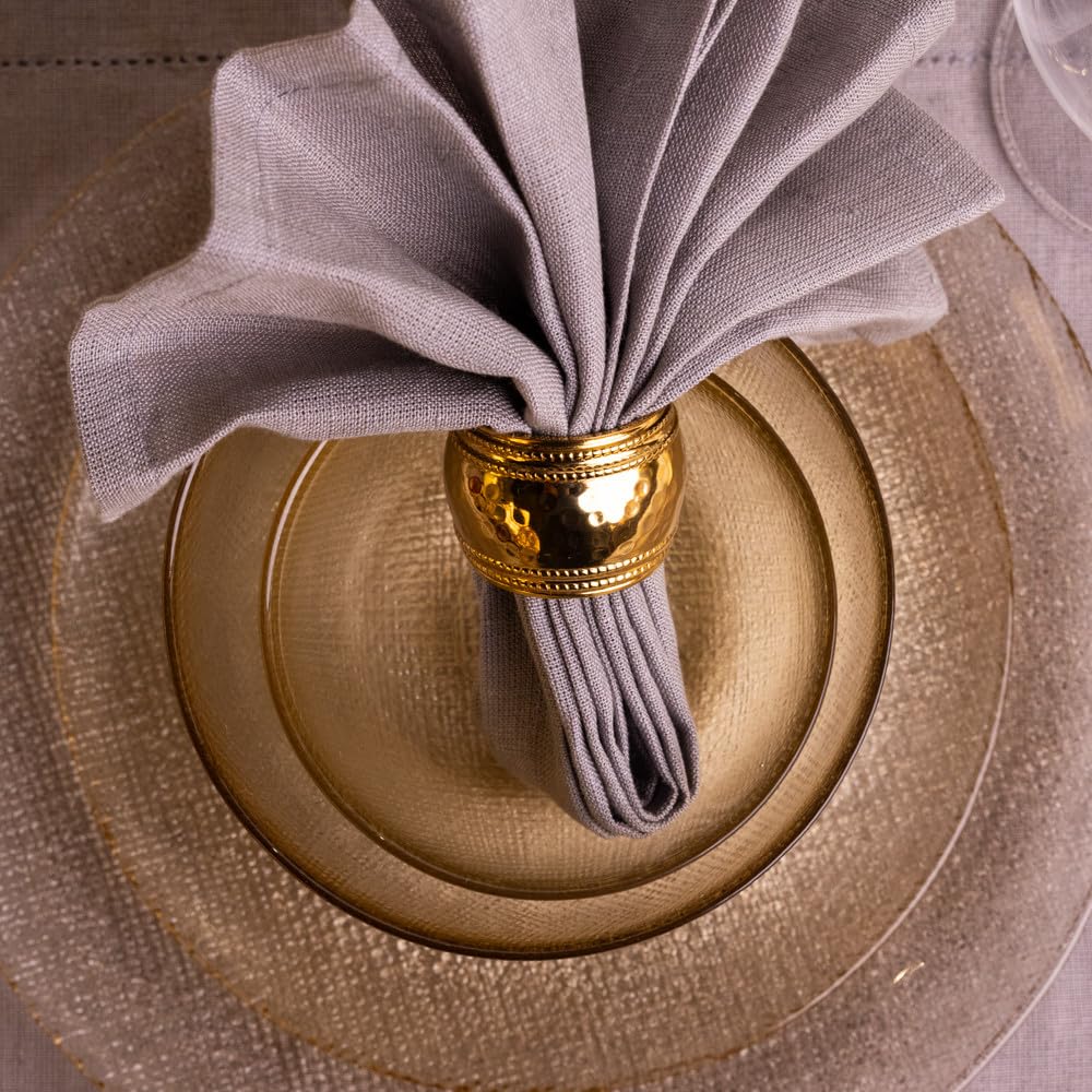 Signature Home Décor Studio Set of 4 Grey Linen Table Napkins