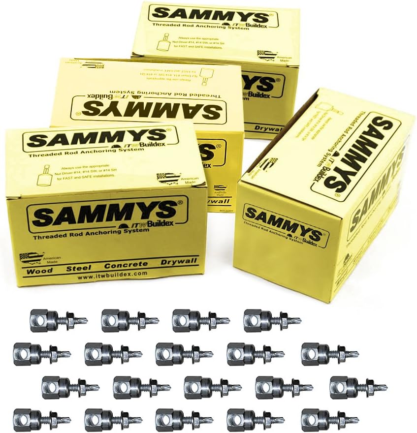 Everflow Sammys 8055957-50 SWDR 1-3/8" Horizontal Threaded Rod Anchor, Zinc 1/4-20 x 1" Screw Length, 50 Piece