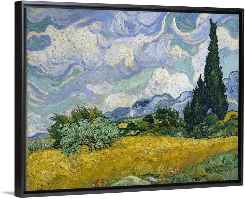 CANVAS ON DEMAND Wheat Field with Cypresses Canvas Wall Art Print by Vincent (1853-1890) Van Gogh, Classic, Impressionism, Home Decor, Natural Artwork,40" x32in