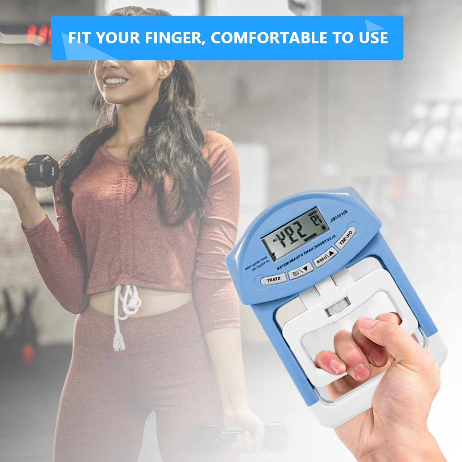 Numérique Dynamometre Main 198 lb/90 kg Électronique Dynamomètre avec Grand Écran LED Portable Hand Grip avec Câble de Charge USB, Intelligent et Sensible