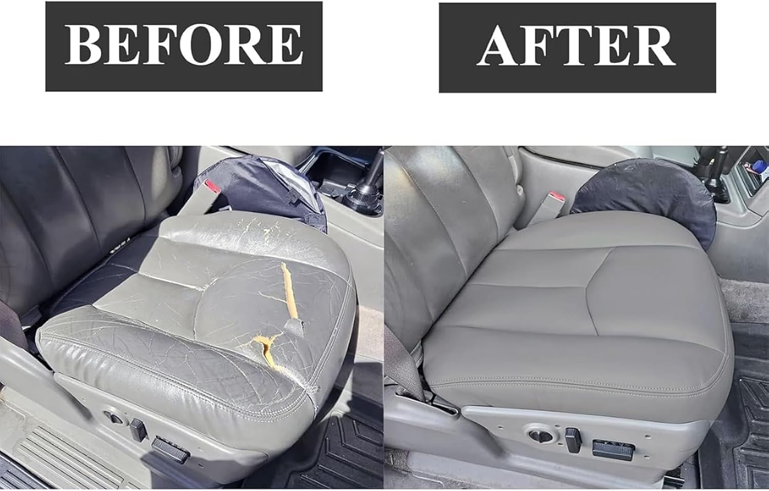 NLQR Light Gray 922/92i Driver & Passenger Bottom & Top Lean Back Replacement Seat Covers & Foam Cushion & Armrest covers fit for Chevy Silverado Tahoe Suburban Avalanche GMC Sierra Yukon XL 2003-2006